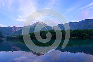 Lake Taisho and Mount Yake in Kamikochi, Nagano, Japan