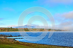 Lake Taupo, New Zealand, and mountains