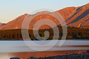 Lake Tekapo and Southern Alps at sunset, South Island, New Zealand