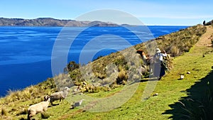 Moon island, Lake Titicaca Bolivia photo