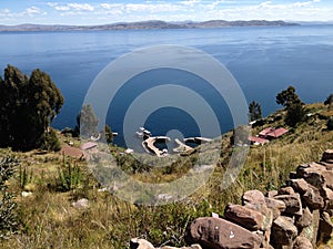 Lake Titicaca view from Taquile Island photo
