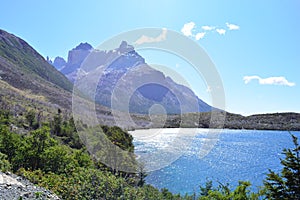 Lake in Torres del Paine National Park, Chile photo