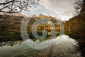 Lake Tovel and Brenta Dolomites in Autumn - Trentino-Alto Adige Italy