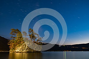 Lake Towada with milky way