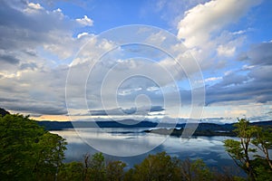 Lake Towada at sunset in Aomori, Japan