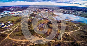 Lake and town aerial view