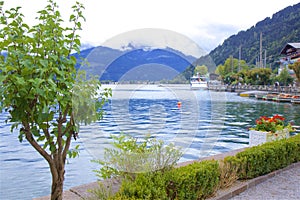 Lake and town Zell am See, Austria