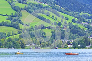 Lake and town Zell am See, Austria