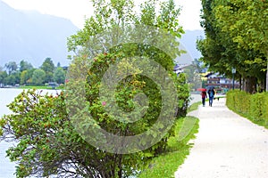 Lake and town Zell am See, Austria