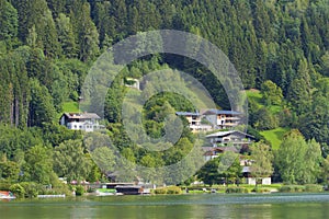 Lake and town Zell am See, Austria