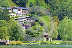 Lake and town Zell am See, Austria