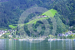 Lake and town Zell am See, Austria