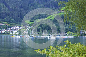 Lake and town Zell am See, Austria