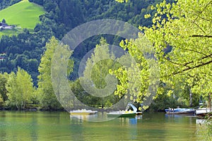 Lake and town Zell am See, Austria