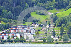 Lake and town Zell am See, Austria