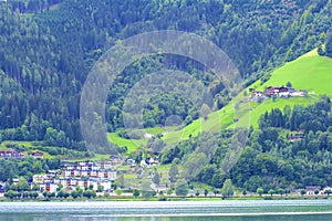 Lake and town Zell am See, Austria