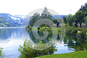 Lake and town Zell am See, Austria