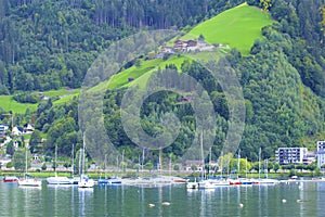 Lake and town Zell am See, Austria