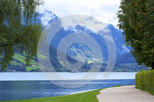 Lake and town Zell am See, Austria