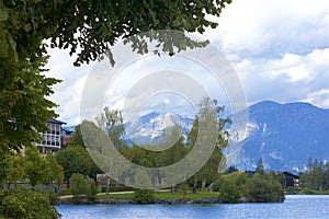 Lake and town Zell am See, Austria