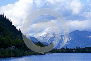 Lake and town Zell am See, Austria