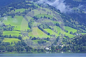 Lake and town Zell am See, Austria