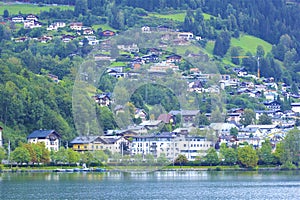 Lake and town Zell am See, Austria