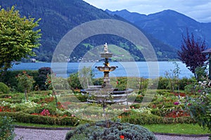 Lake and town Zell am See, Austria