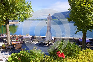 Lake and town Zell am See, Austria