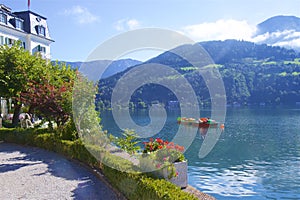 Lake and town Zell am See, Austria