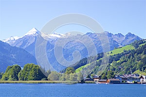 Lake and town Zell am See, Austria