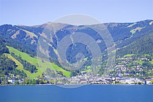 Lake and town Zell am See, Austria