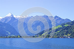 Lake and town Zell am See, Austria