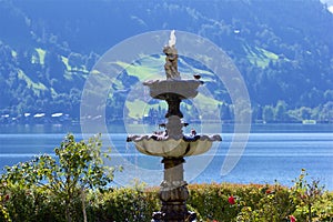 Lake and town Zell am See, Austria