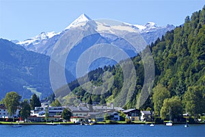 Lake and town Zell am See, Austria