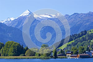 Lake and town Zell am See, Austria