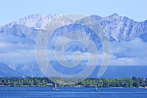 Lake and town Zell am See, Austria