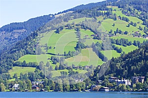 Lake and town Zell am See, Austria