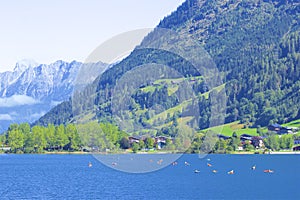 Lake and town Zell am See, Austria