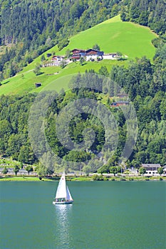 Lake and town Zell am See, Austria