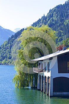 Lake and town Zell am See, Austria