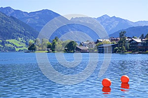 Lake and town Zell am See, Austria