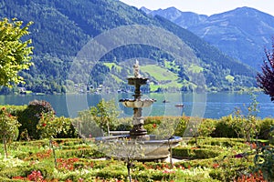 Lake and town Zell am See, Austria