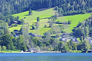 Lake and town Zell am See, Austria