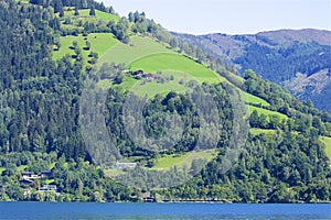 Lake and town Zell am See, Austria