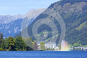 Lake and town Zell am See, Austria