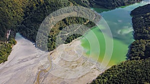 Lake with Toxic Mining Residuals Aerial View