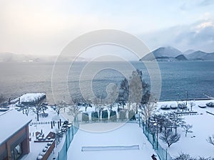 Lake Toya in Toyako town,Hokkaido.