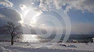 Lake Toya in winter,Hokkaido Japan