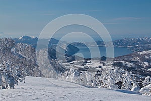 Lake Toya winter landscape view, Hokkaido, Japan